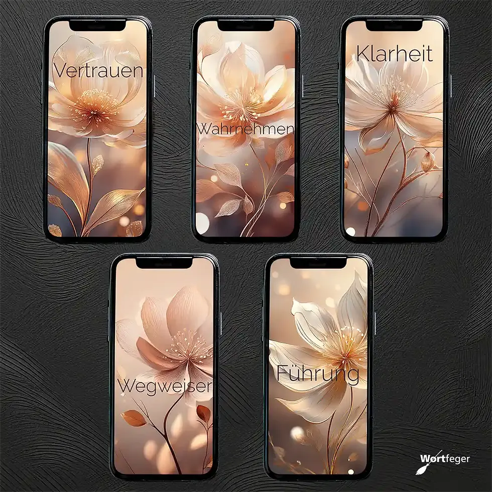 Miniaturbild: Download-Set Intuitiv leben 5 Handy Wallpaper Boho Style Blumen Affirmationen Wortfeger Atelier