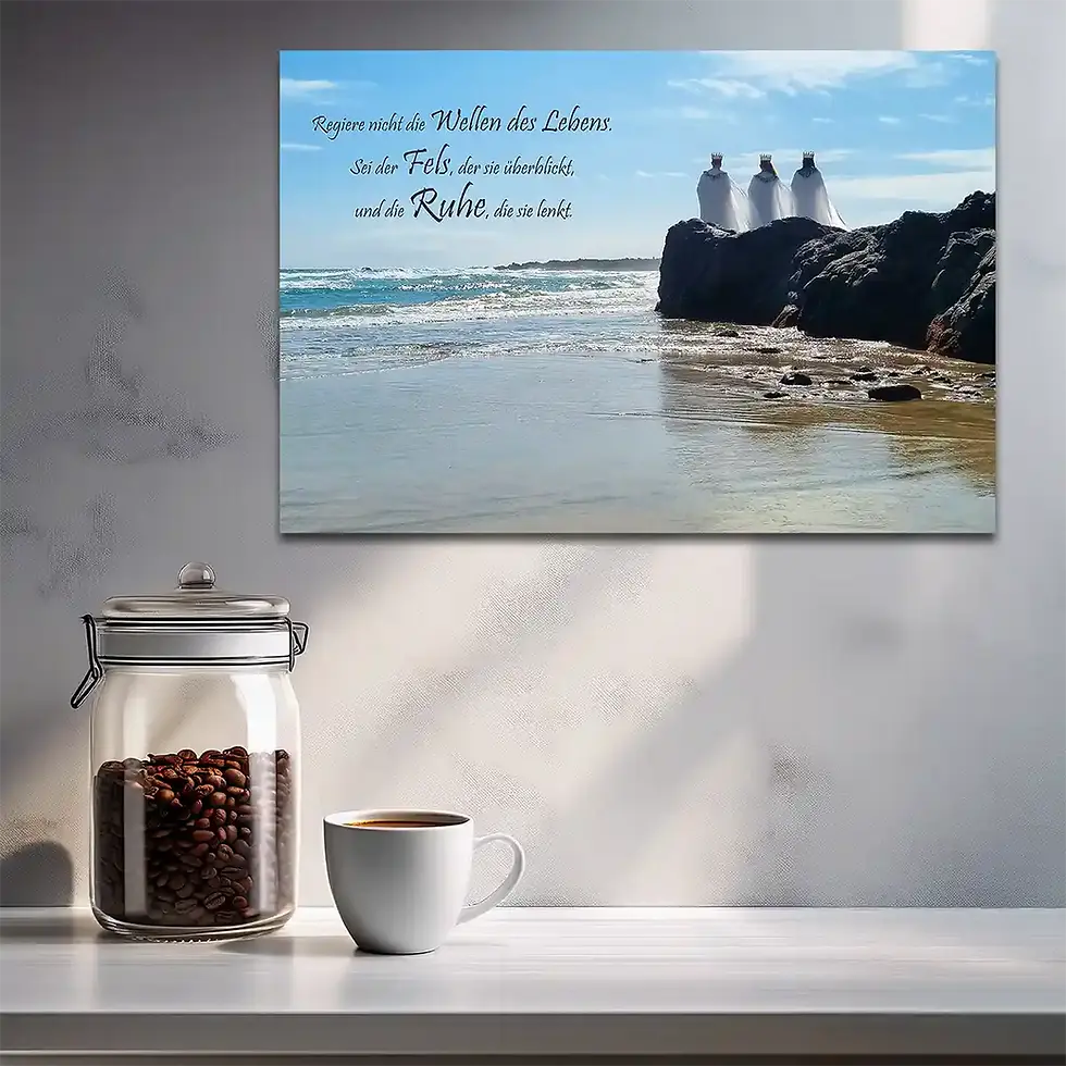 Miniaturbild: Verrückte Selbstbestimmung: Könige von Órzola surreales Spruch-Wandbild für innere Autonomie Lanzarote Wortfeger Atelier