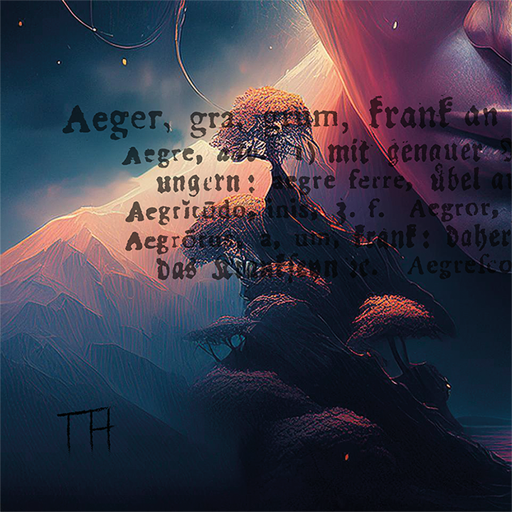 Miniaturbild: Nahaufnahme: Aeger - Seelengewitter - limitiertes Wandbild mit antikem Latein - Wortfeger Atelier