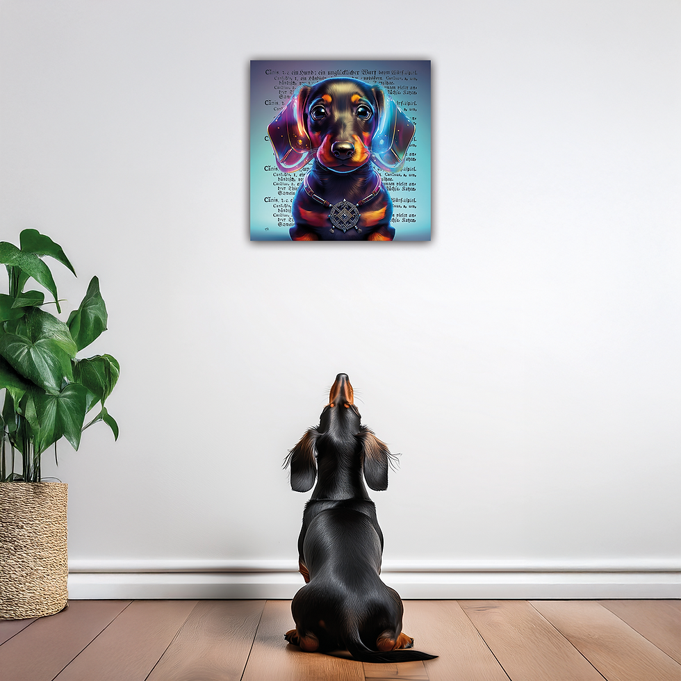 Blogpost über KI-Kunst & Blick hinter die Atelierkulissen - Wandbild: Canis - Keltischer Beschützer