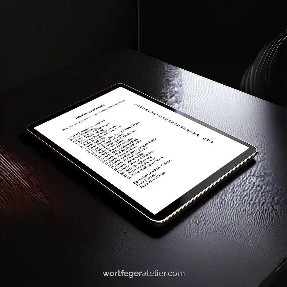 Miniaturbild: iPad-Ansicht: Reflexionsjournal Über den Sinn des Lebens Vortrag Rudolf Steiner verstehen & reflektieren Wortfeger Atelier