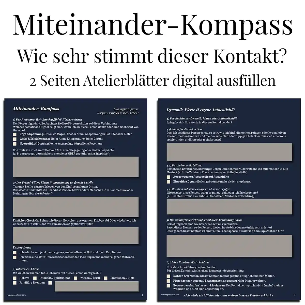 Schnelltest Download: Miteinander-Kompass stimmige Beziehungen erkennen interaktive Arbeitsblätter Wortfeger Atelier