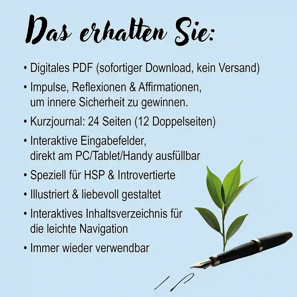 Miniaturbild: Inhalt Reflexionsjournal für innere Sicherheit Hochsensibilität HSP Wortfeger Atelier