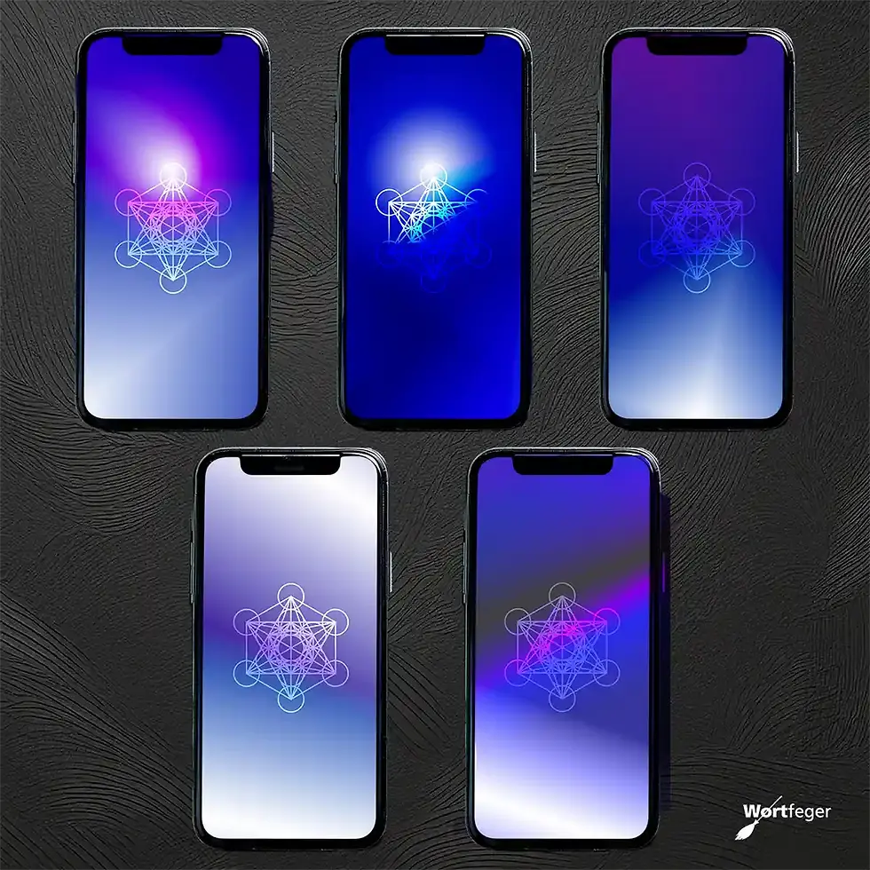 innere Ruhe finden: Handy-Wallpaper Set Metatrons Würfel deep blue innere Ruhe Schöpferkraft Wortfeger Atelier