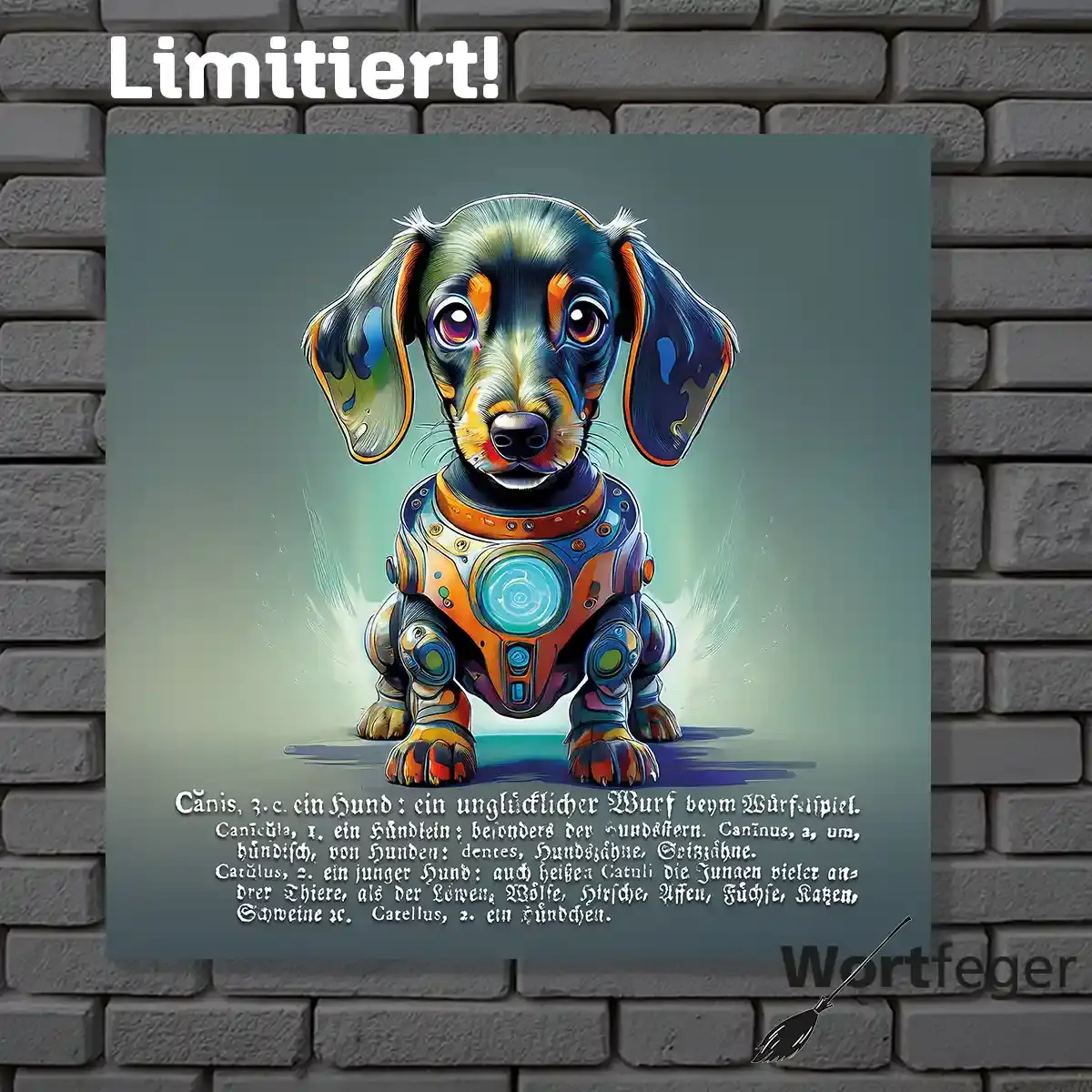 Dachshundefans: Canis, Wächter Rubi Dackel-Wandbild für Schutz & innere Ruhe Buchkunst Wortfeger Atelier