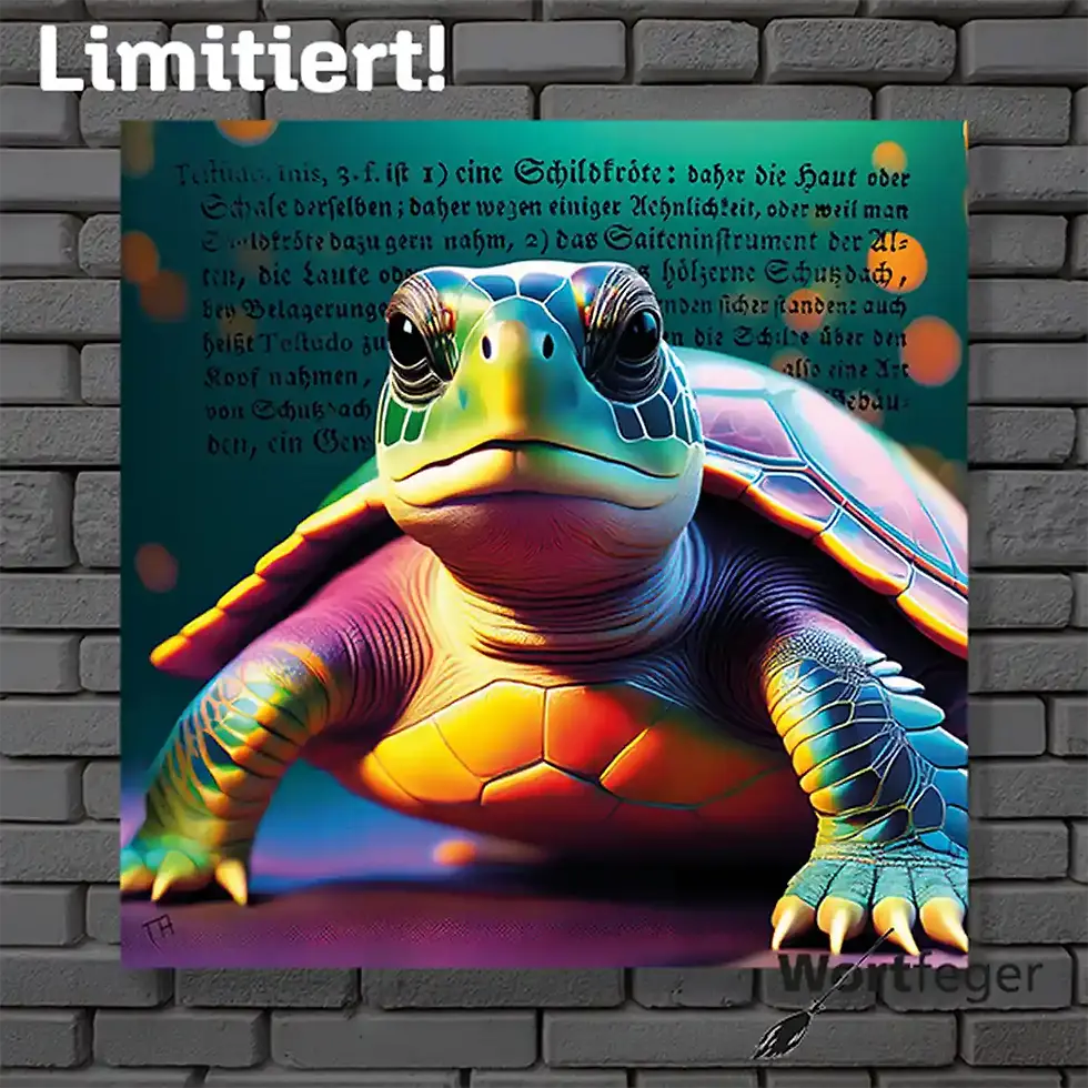 Miniaturbild: Bunte Testudo, der bunte Schutz Schildkröten Wandbilder mit antiken Buchseiten Wortfeger Atelier