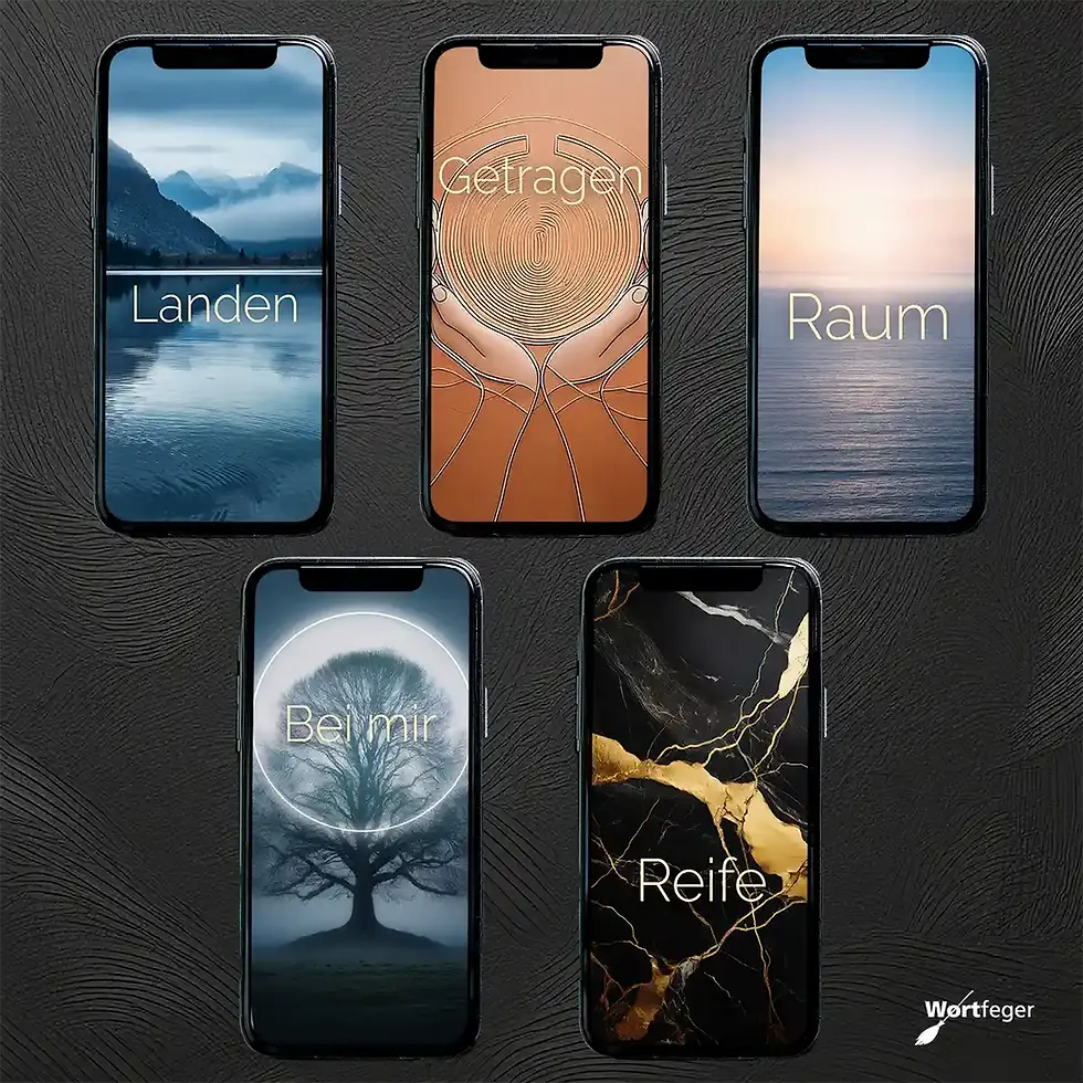 Nervensystem runterfahren: Ich bin getragen Handy-Wallpaper-Set für Mental Health & Regulation Wortfeger Atelier