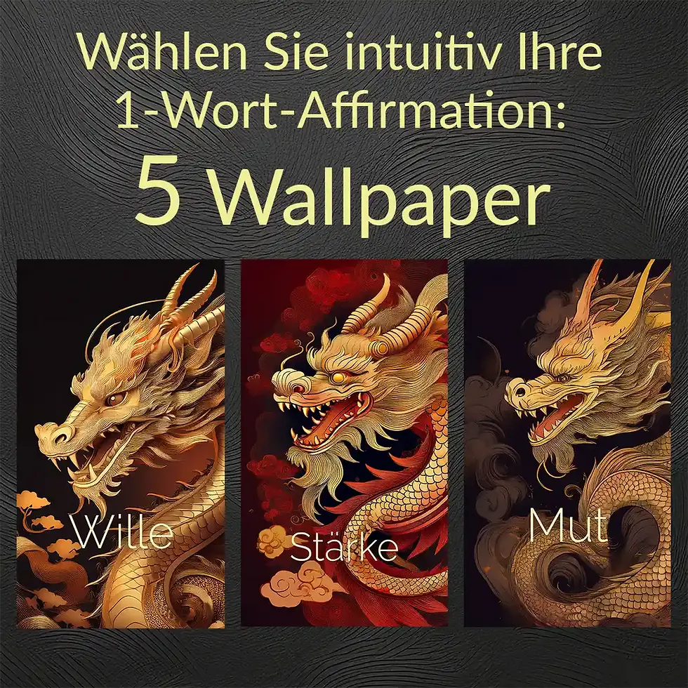 Miniaturbild: Wallpaper: Drachensieg Handy-Hintergrundbilder Set mit Affirmationen für Kraft Wortfeger Atelier