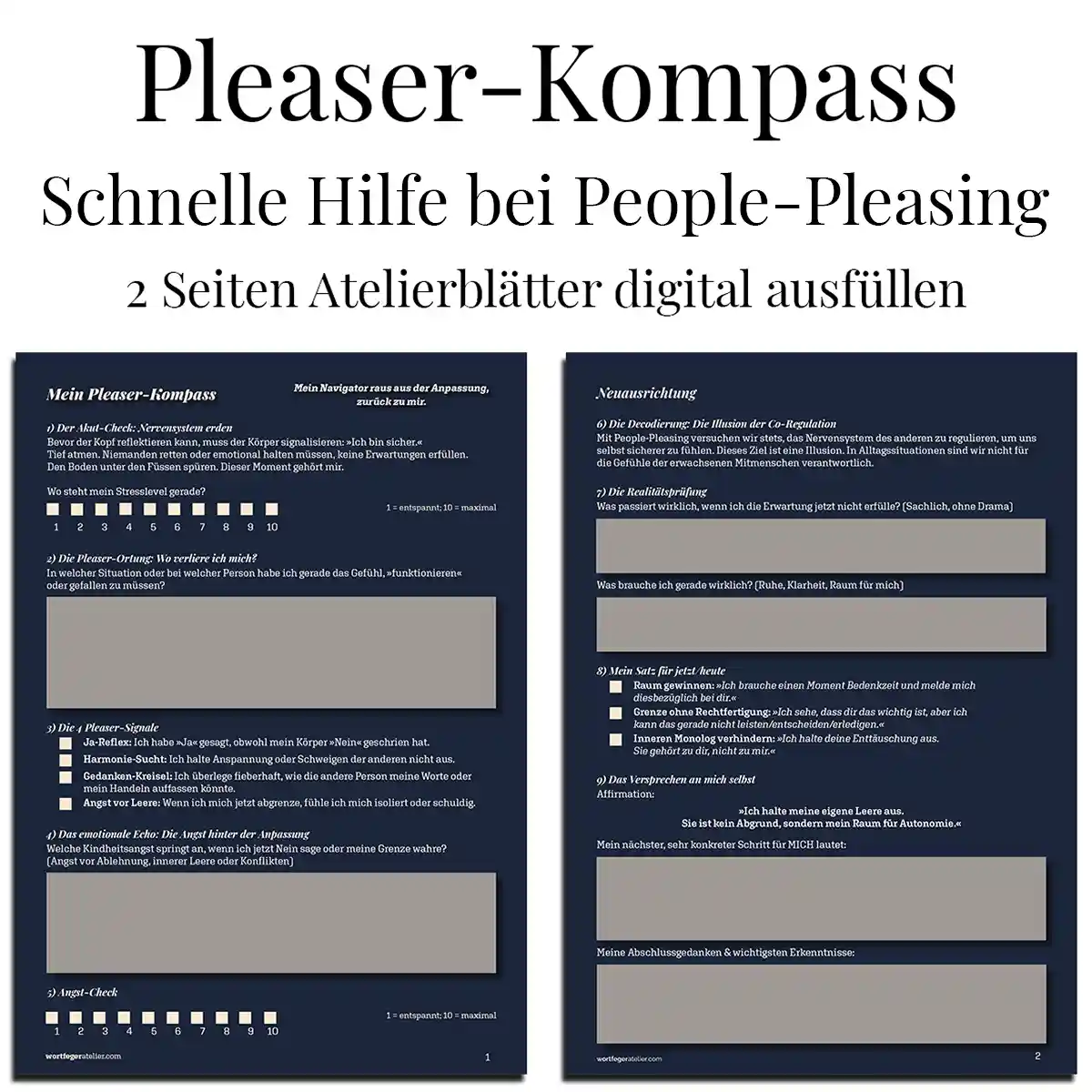 Mein Pleaser-Kompass | 2 digitale Atelierblätter | Raus aus dem People-Pleasing