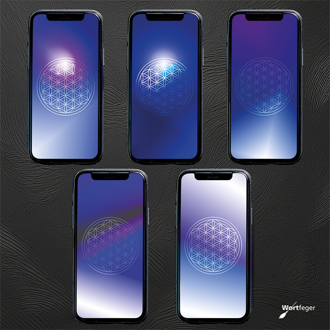 Shopbild: Blume des Lebens - blue - Handy Wallpaper Set - Wortfeger Atelier
