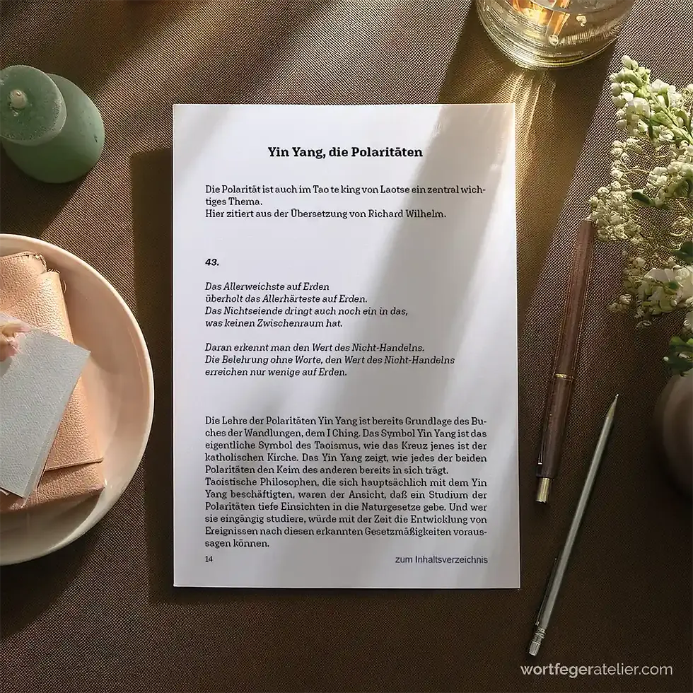 Miniaturbild: Printable zum Ausdrucken: Taoismus Basiswissen östliche Philosophie Reflexionsbuch interaktiv Wortfeger Atelier