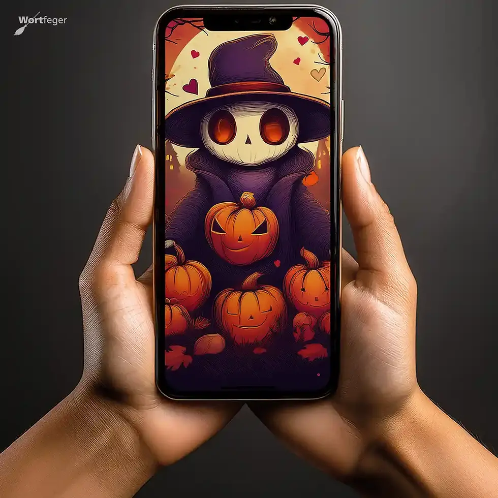 Miniaturbild: Schmunzelbilder: HerzHalloween 5 Handy-Wallpaper-Set mit Liebe, Herz & Verbundenheit Wortfeger Atelier