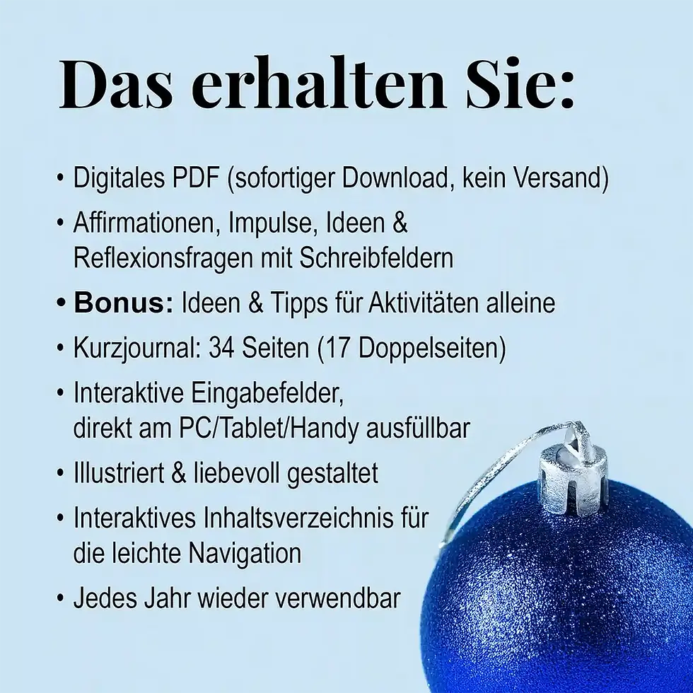 Miniaturbild: Inhalt & Funktionen: Weihnachten mit mir, alleine Festtage feiern Reflexionsjournal digital Wortfeger Atelier