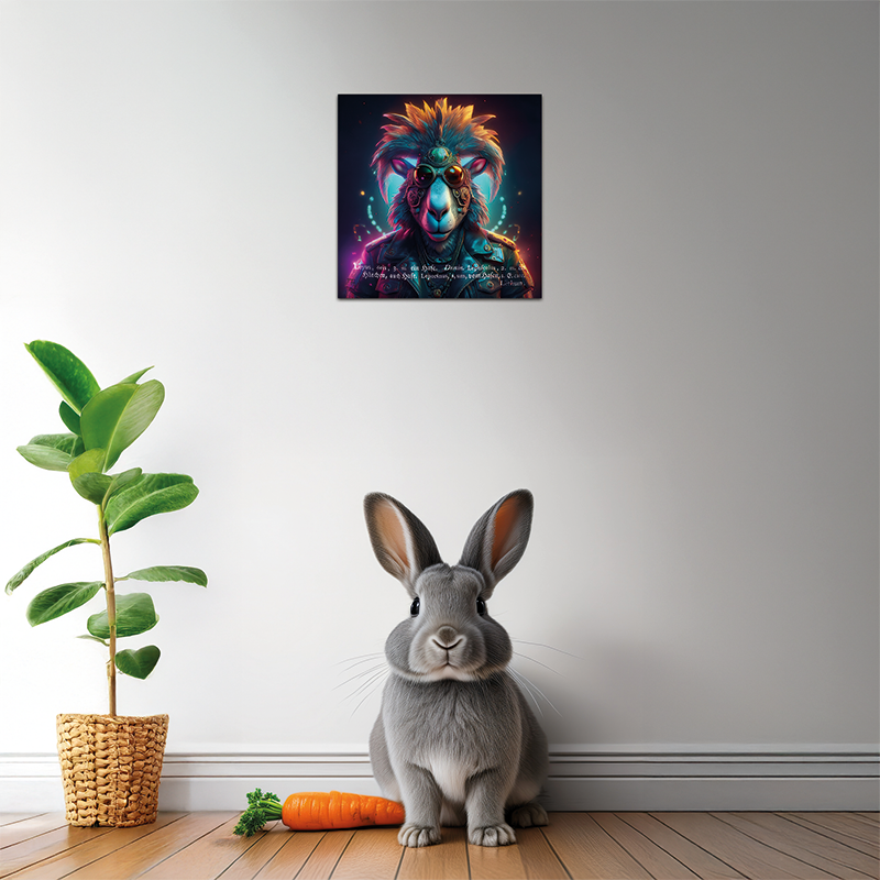 Wohnzimmer: Lepus Coolhase - limitiertes Hasen Wandbild mit Buchkunst lateinisch - Wortfeger Atelier
