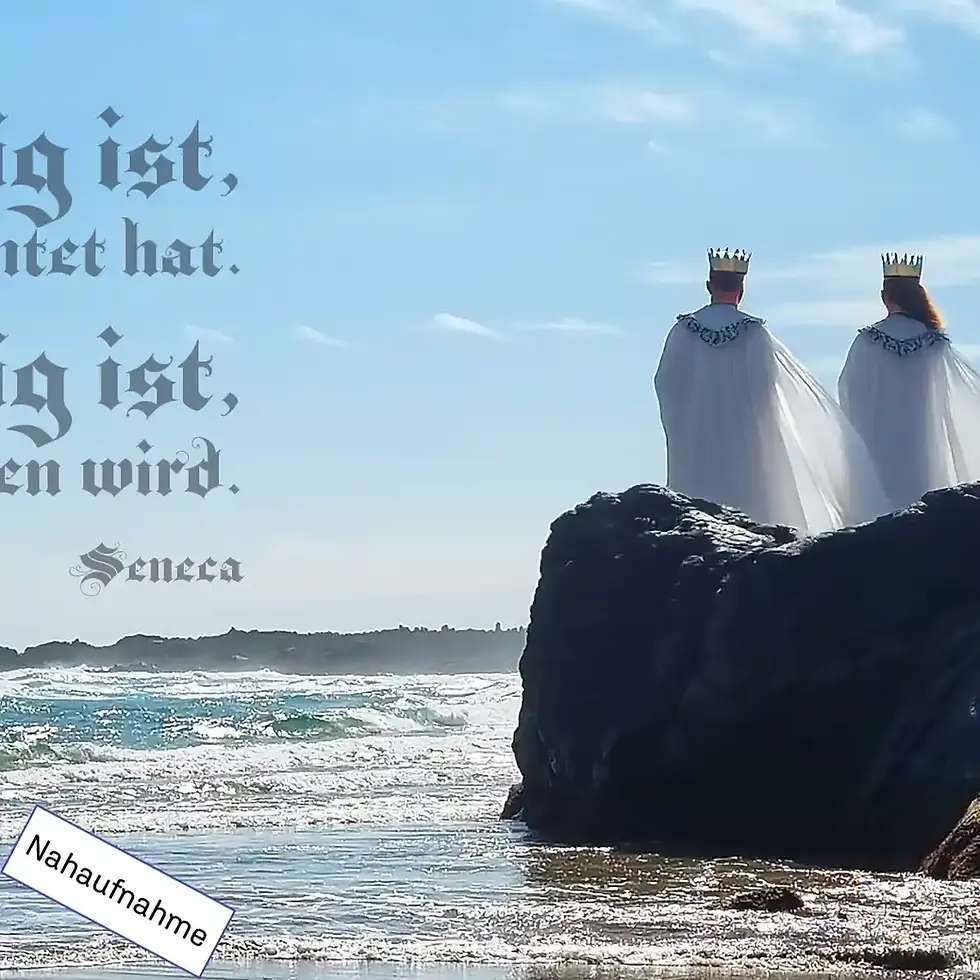 Miniaturbild: Nahaufnahme & Ausschnitt: Drei Könige auf Lanzarote surreales Wandbild Zitat Seneca Wortfeger Atelier