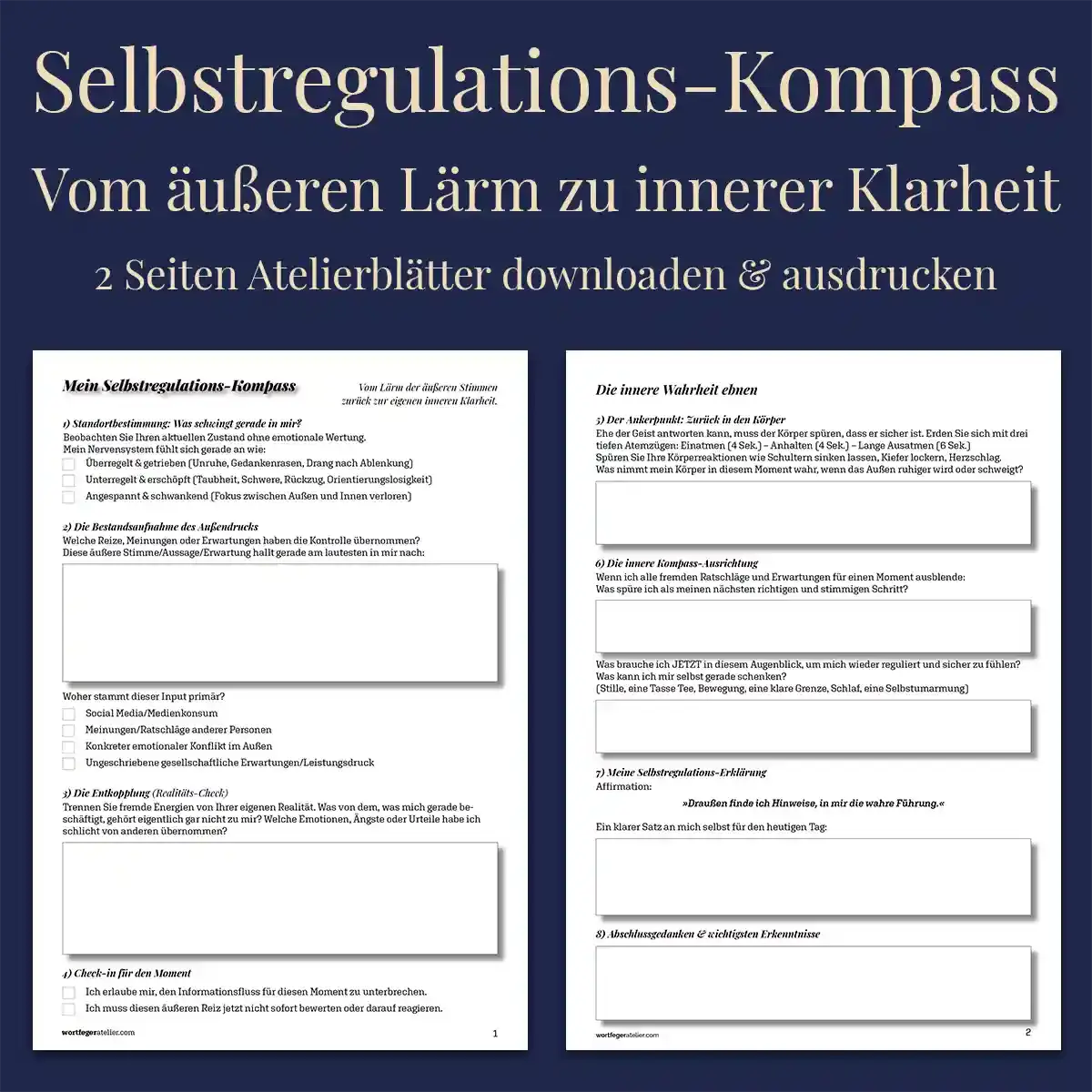 Selbstregulations-Kompass sich jederzeit selbst regulieren und zurück in die eigene Mitte, Printable, Wortfeger Atelier