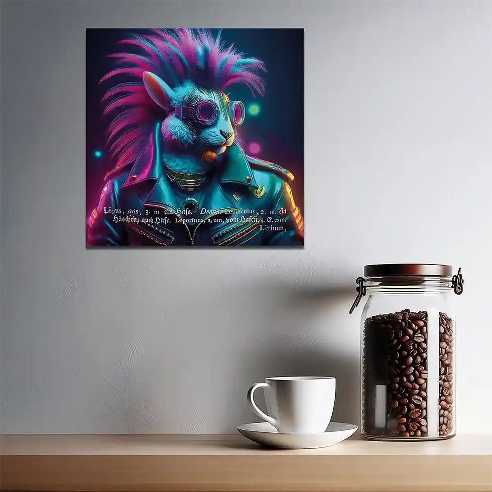 Miniaturbild: Deko mit Sinn Bedeutung: Lepus, der Hasenrebell Wandbild für Unabhängigkeit mit Buchdesign Wortfeger Atelier