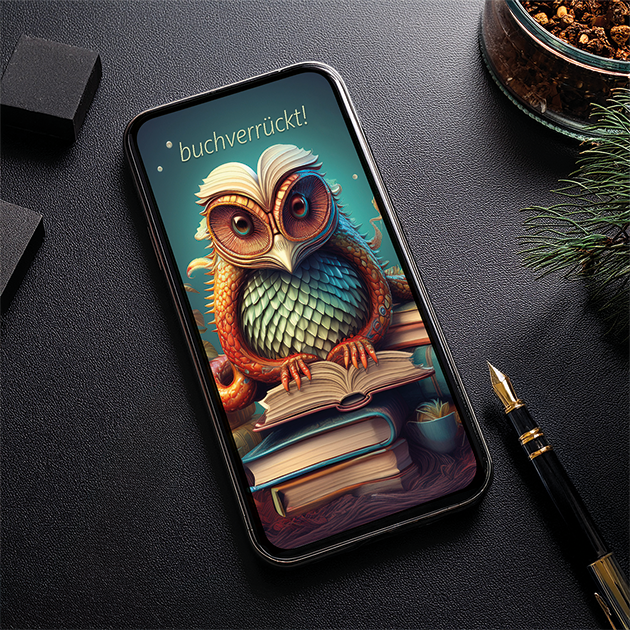 Miniaturbild: Shopbild: buchverückt! Buchmonster - Handy Wallpapers - Wortfeger Atelier