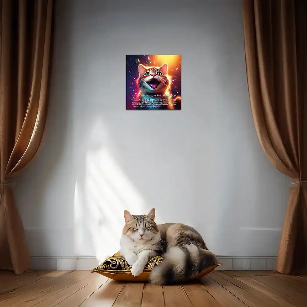 Miniaturbild: Geschenk Katzenbesitzer: Felix, Happy Cat Wandbild mit Buchkunst für neugierige Lebensfreude Wortfeger Atelier