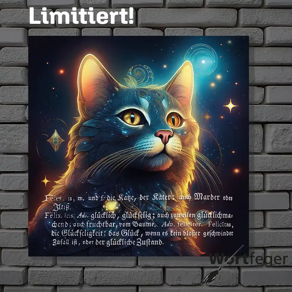 Miniaturbild: Felix, Sternenstauner astronomisches astrologisches Katzen-Wandbild für weise Weitsicht mit Buchkunst Wortfeger Atelier