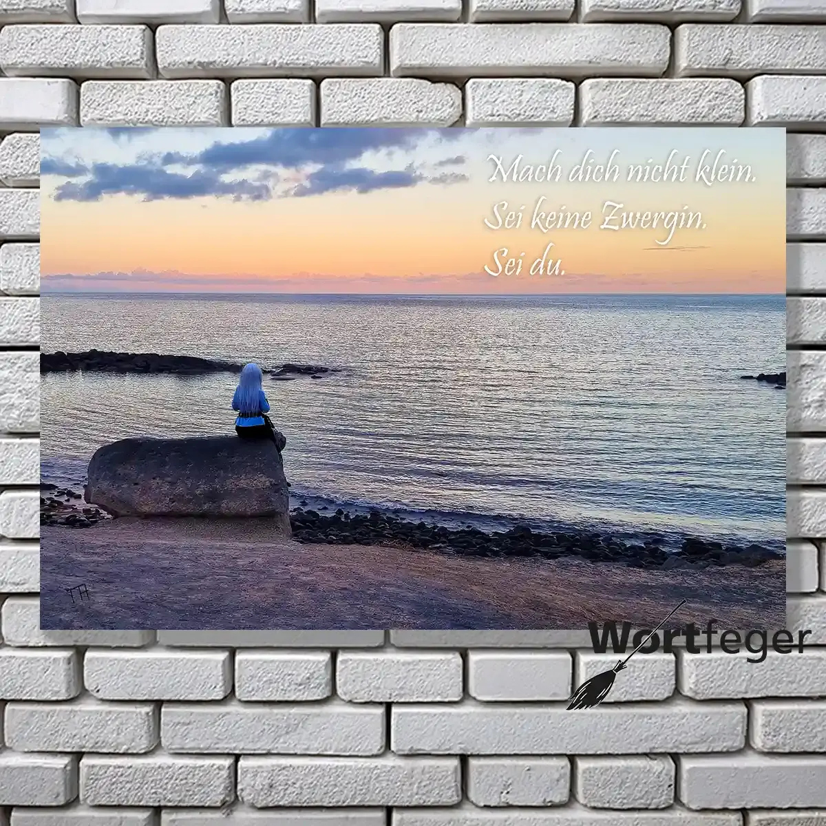 Außergewöhnliche Kanarenbilder: Spruchbild Zwergin auf Lanzarote surreale Fotokunst Wandbild Wortfeger Atelier