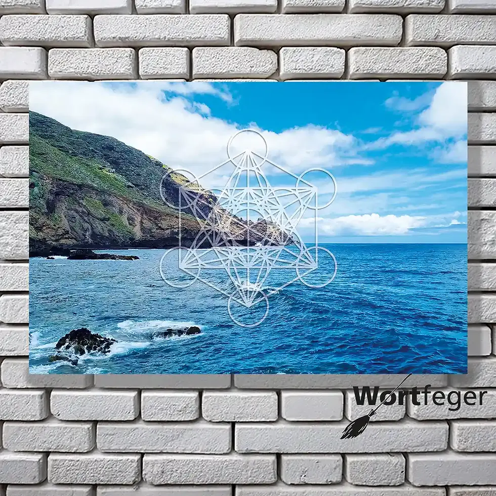 Miniaturbild: energetische Kunst: Vulkanküste mit Metatrons Würfel Wandbild Manifestation La Palma Kanarische Inseln Wortfeger Atelier