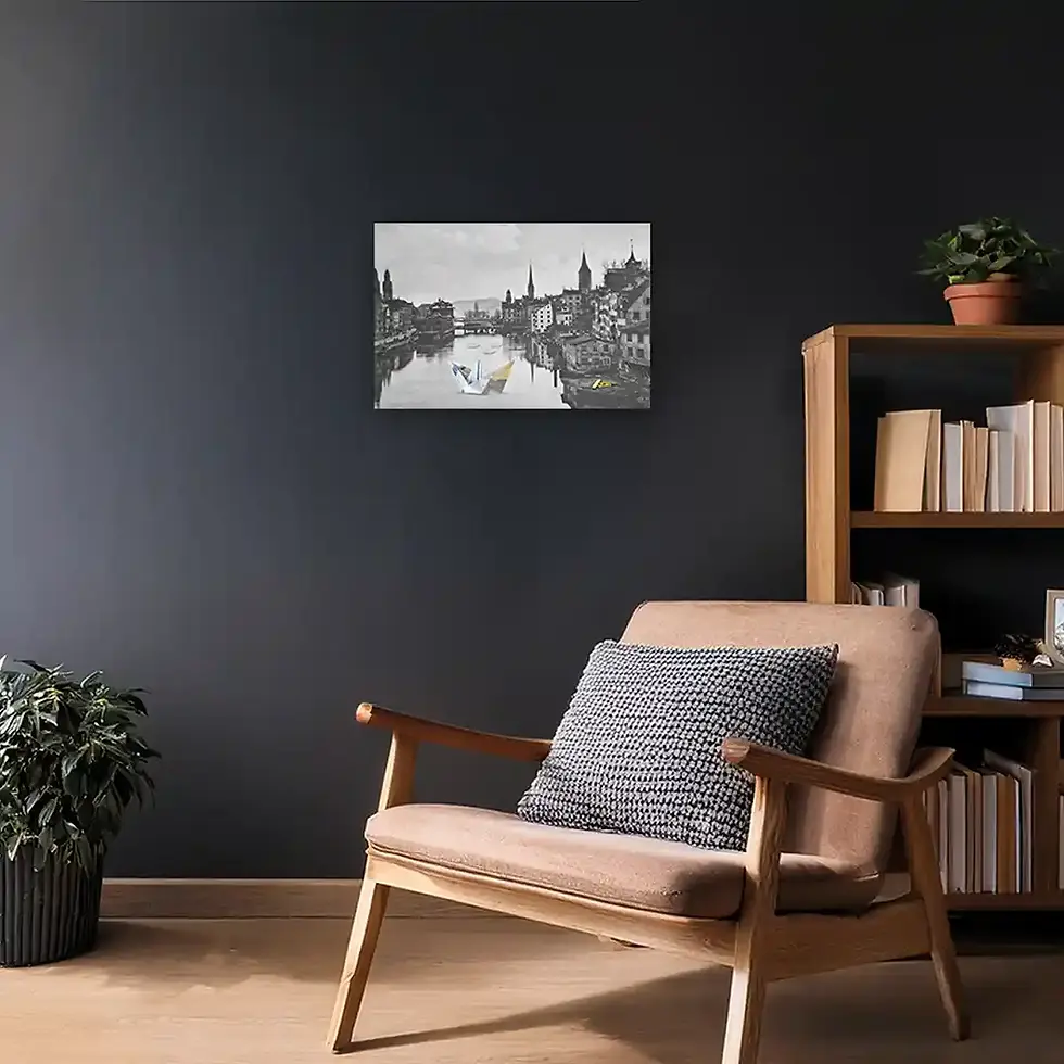 Miniaturbild: Wohnzimmer exklusive Deko: Geldfluss in Zürich historische Ansicht retuschiert Wandbild Wortfeger Atelier