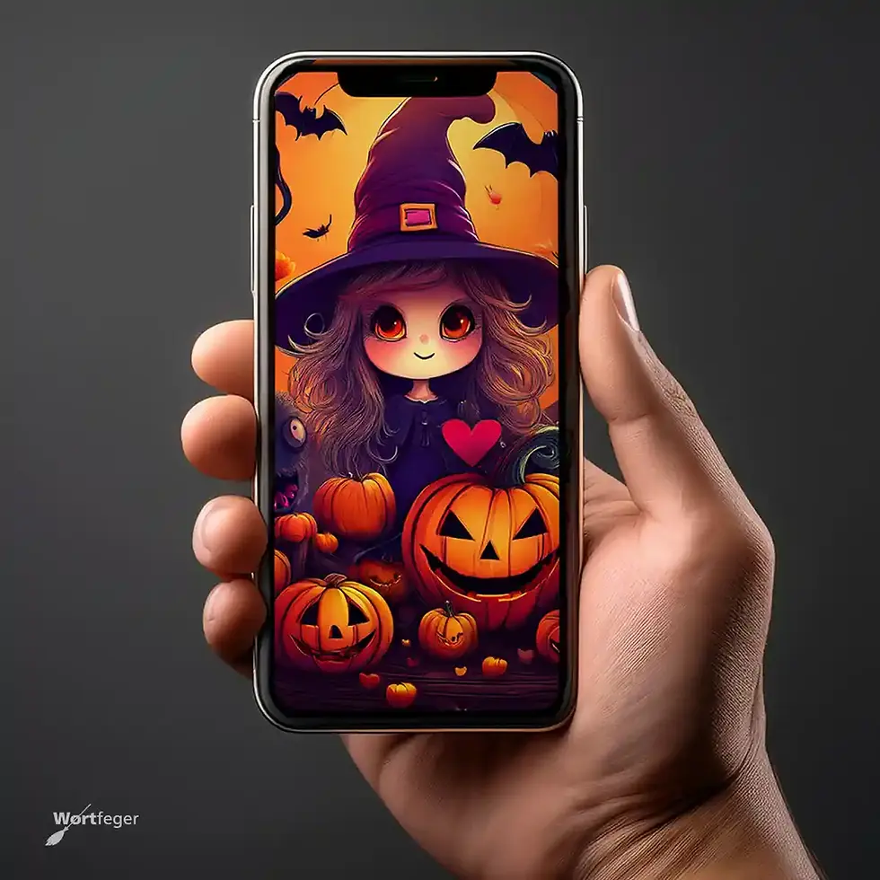 Miniaturbild: herzliches Gruseln: HerzHalloween Handy Wallpaper Set liebevolles Halloweenfest Wortfeger Atelier