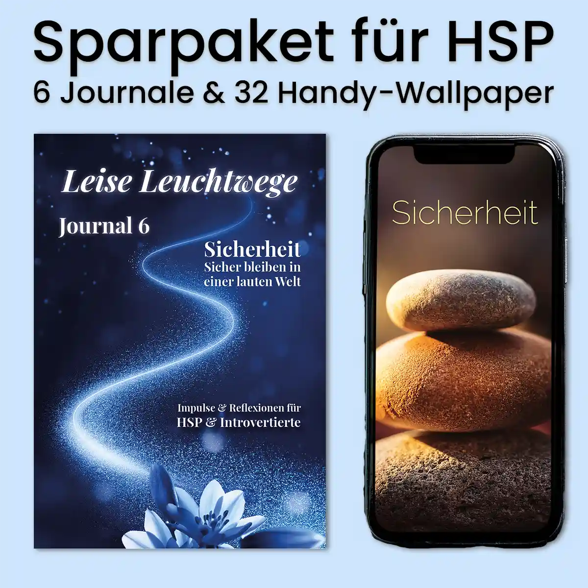 Leise Leuchtwege Gesamt-Sparpaket | Reflexionsjournale & Handy-Wallpaper