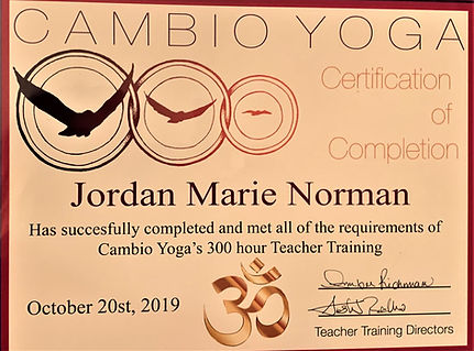 Jordan Norman 300 hour yoga certification