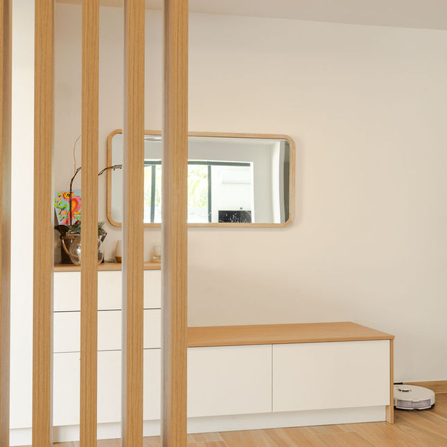Claustra bois sur mesure toute hauteur pour séparation d’entrée