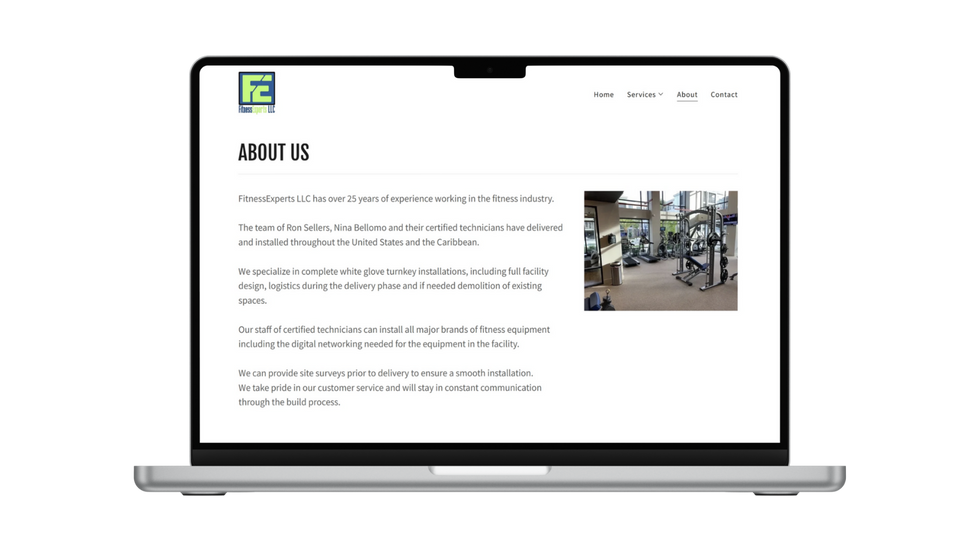 About page design for Fitness Experts LLC by Caroline Kornberg, focused on experience, trust, and professional storytelling.