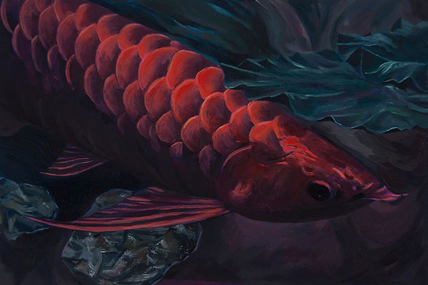 painting on photo estelle magnin fish