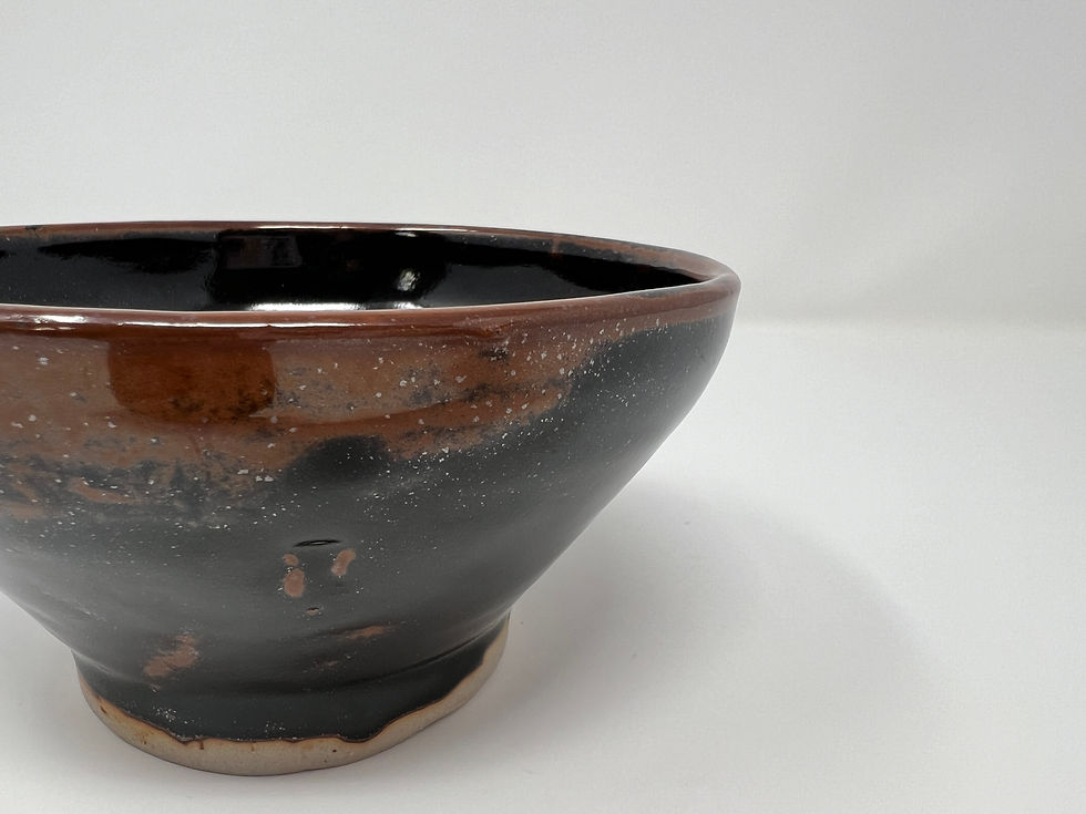 medium bowl in exotic glossy black and rust