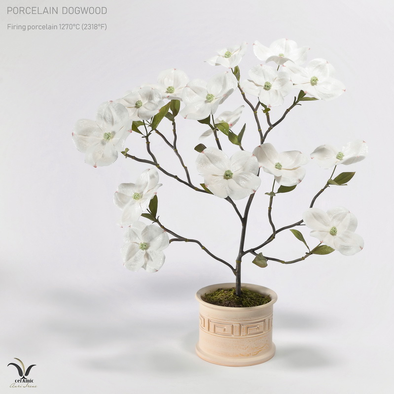 Ceramic dogwood, porcelain flowers