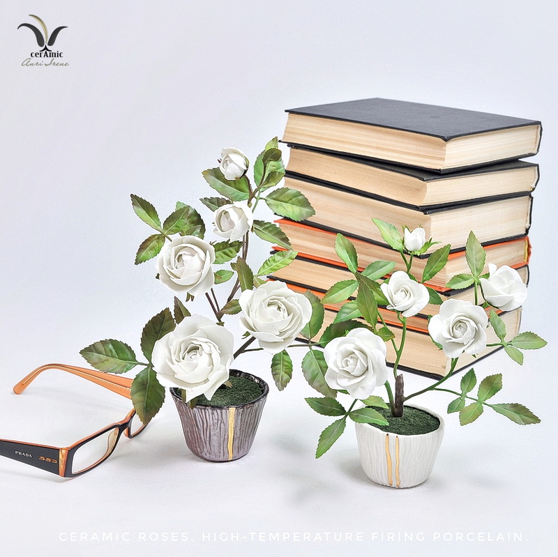 Miniature ceramic roses