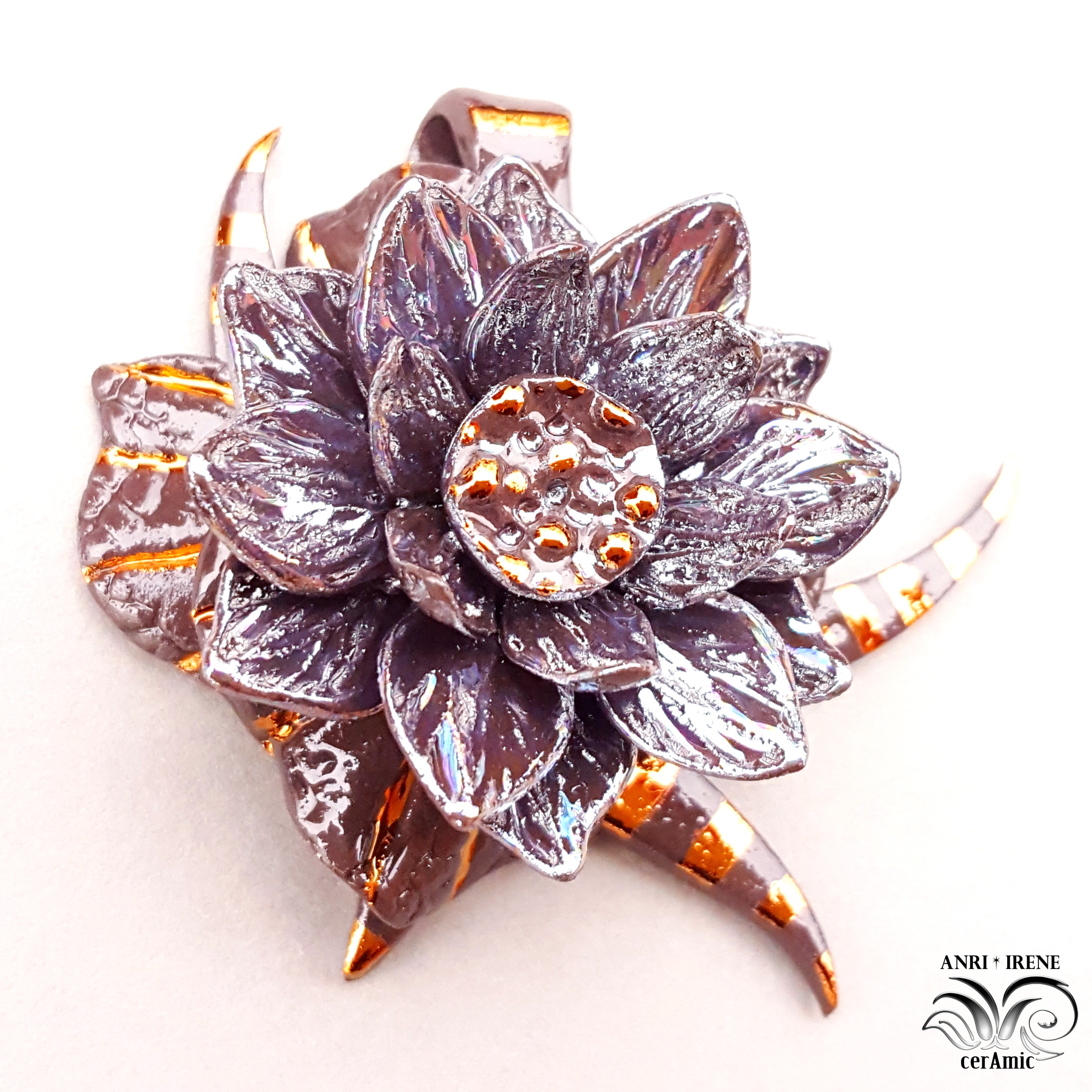 black lotus porcelain necklace
