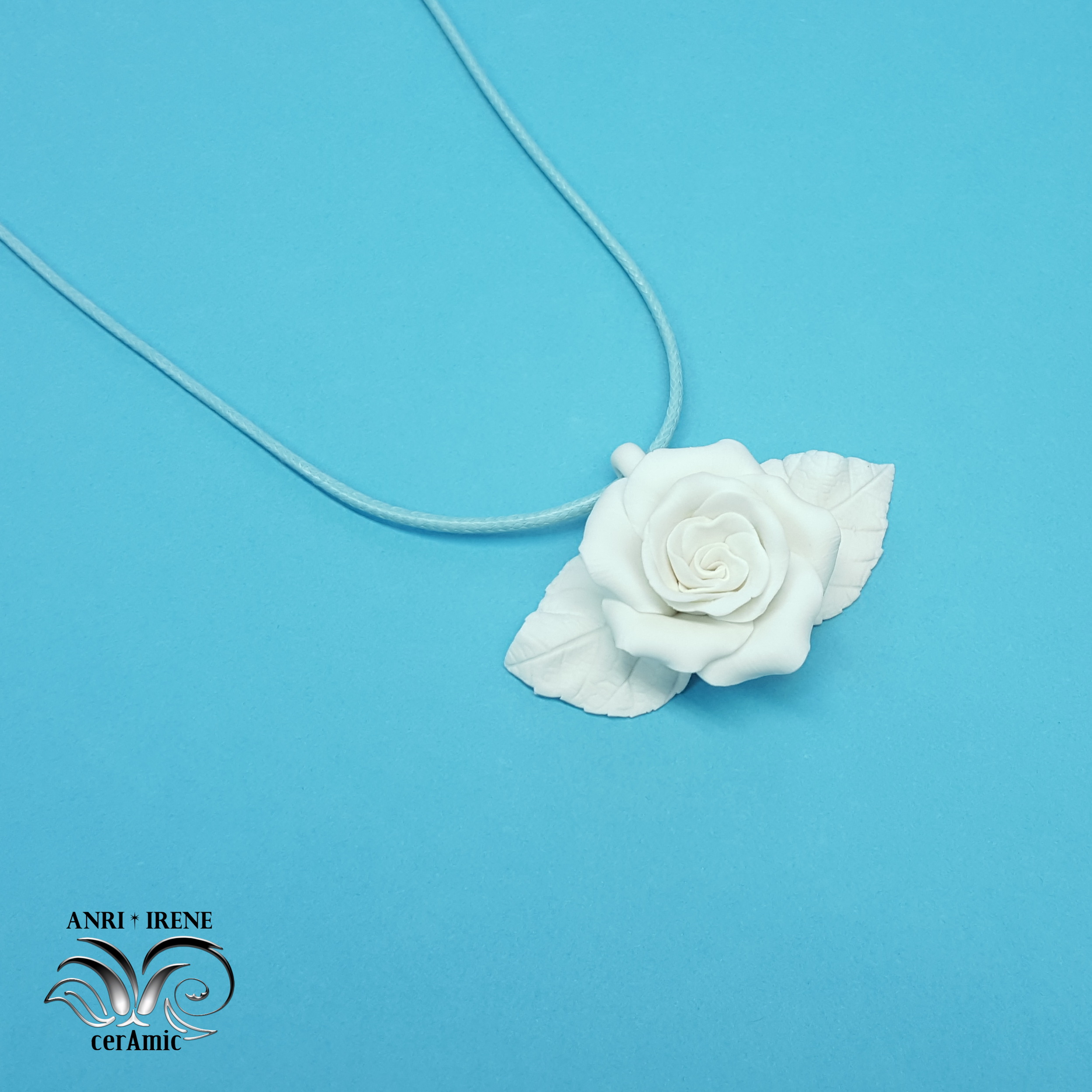 ceramic rose necklace