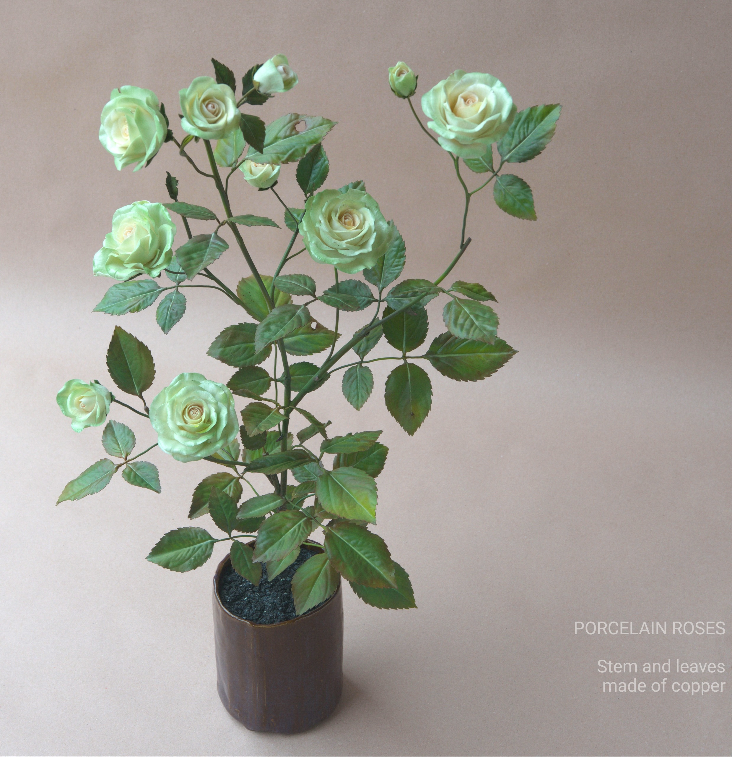 Porcelain green roses