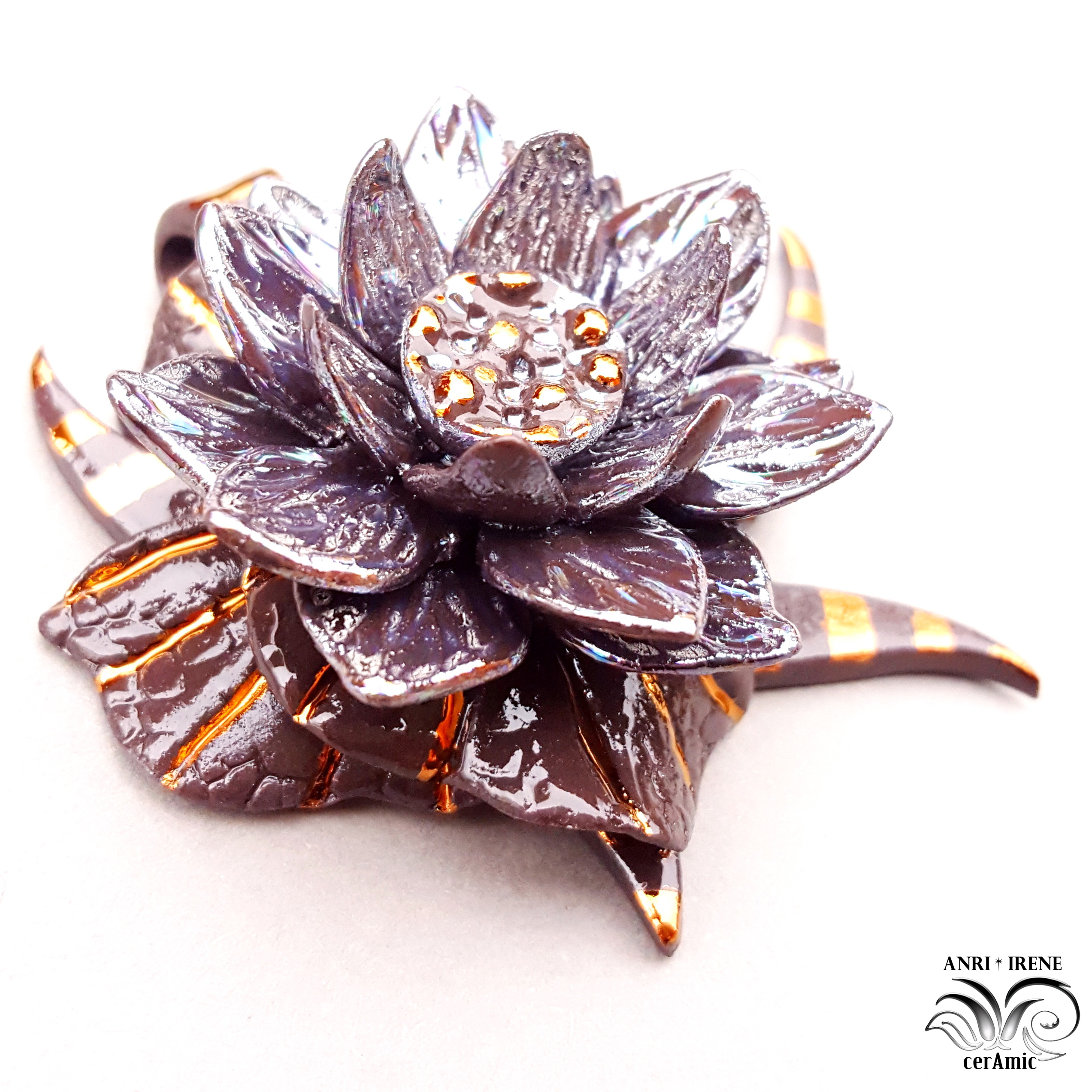 Lotus ceramic pendant