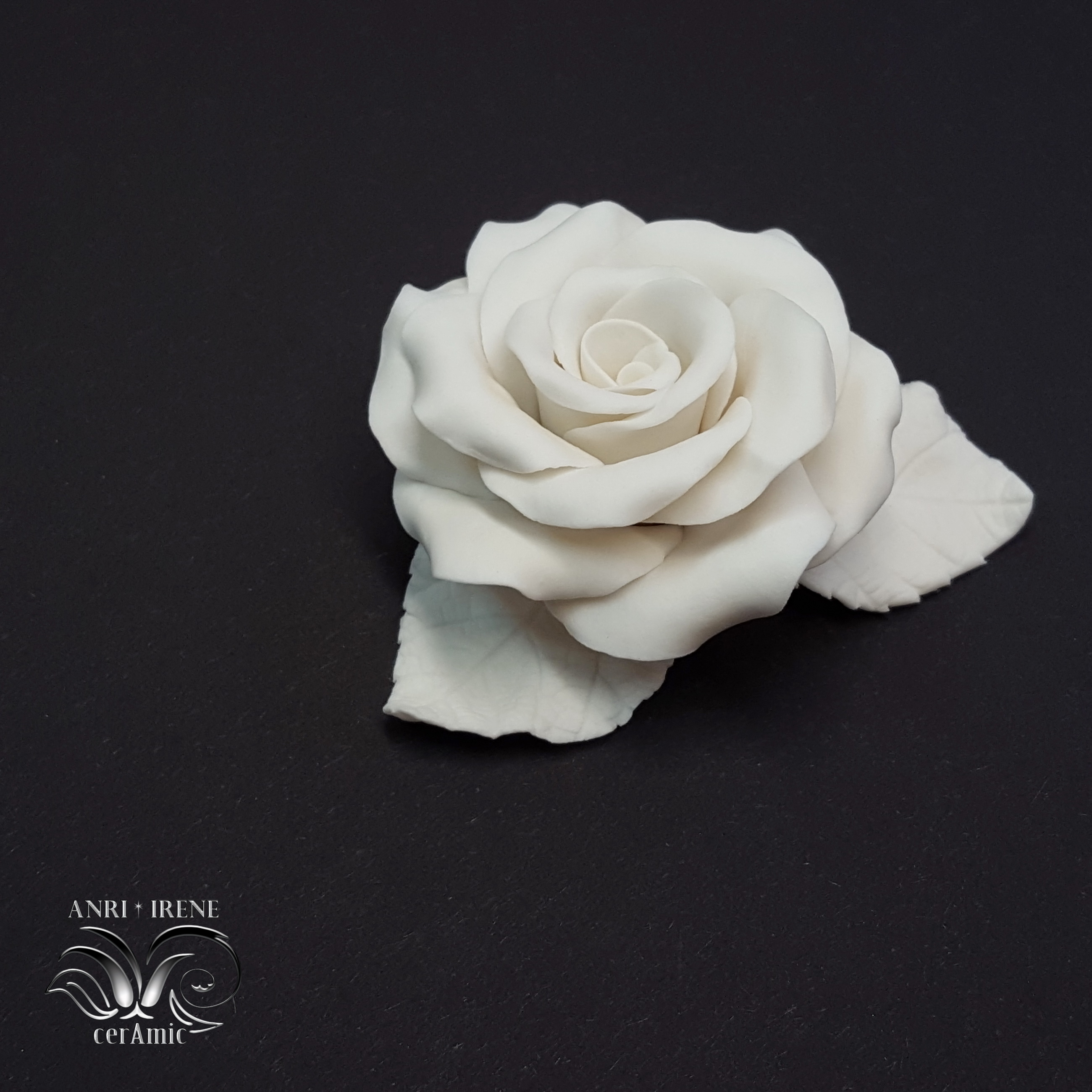 White ceramic rose