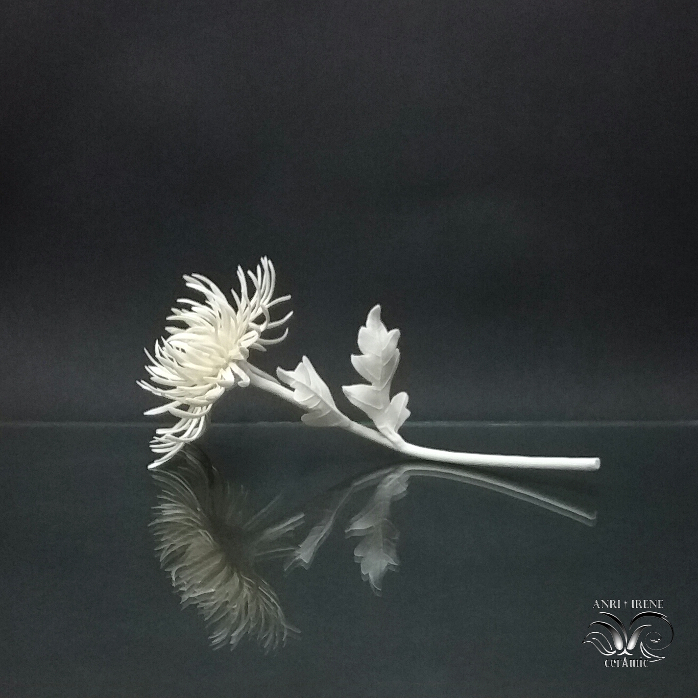 White golden daisy ceramic