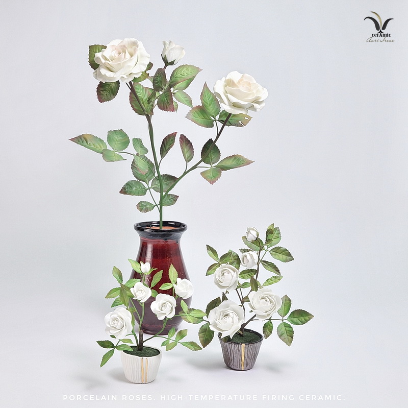Ceramic roses, porcelain