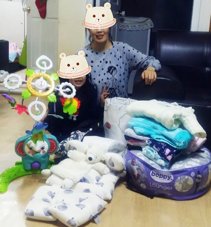 baby item donations with family in korea