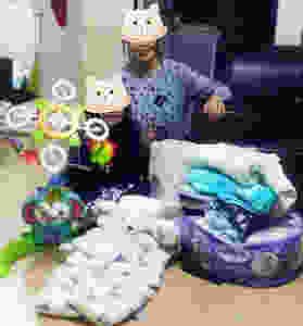 baby item donations with family in korea