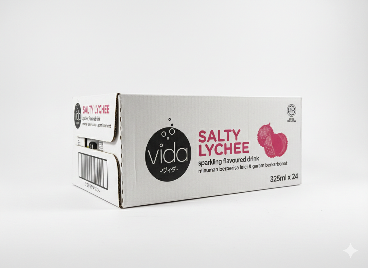 Box of Vida Zero Salty Lychee x24 Cans