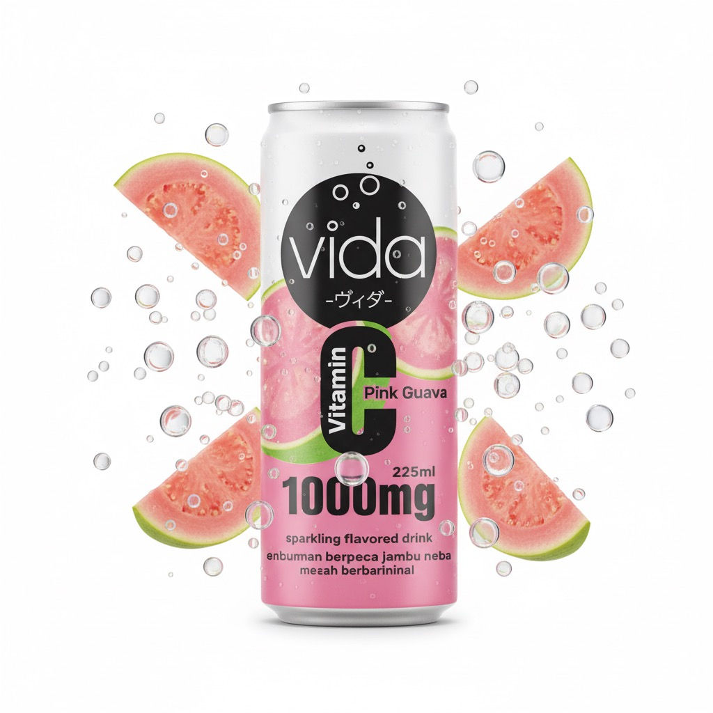 Vida Vitamin C Sparkling Pink Guava 325ml Can