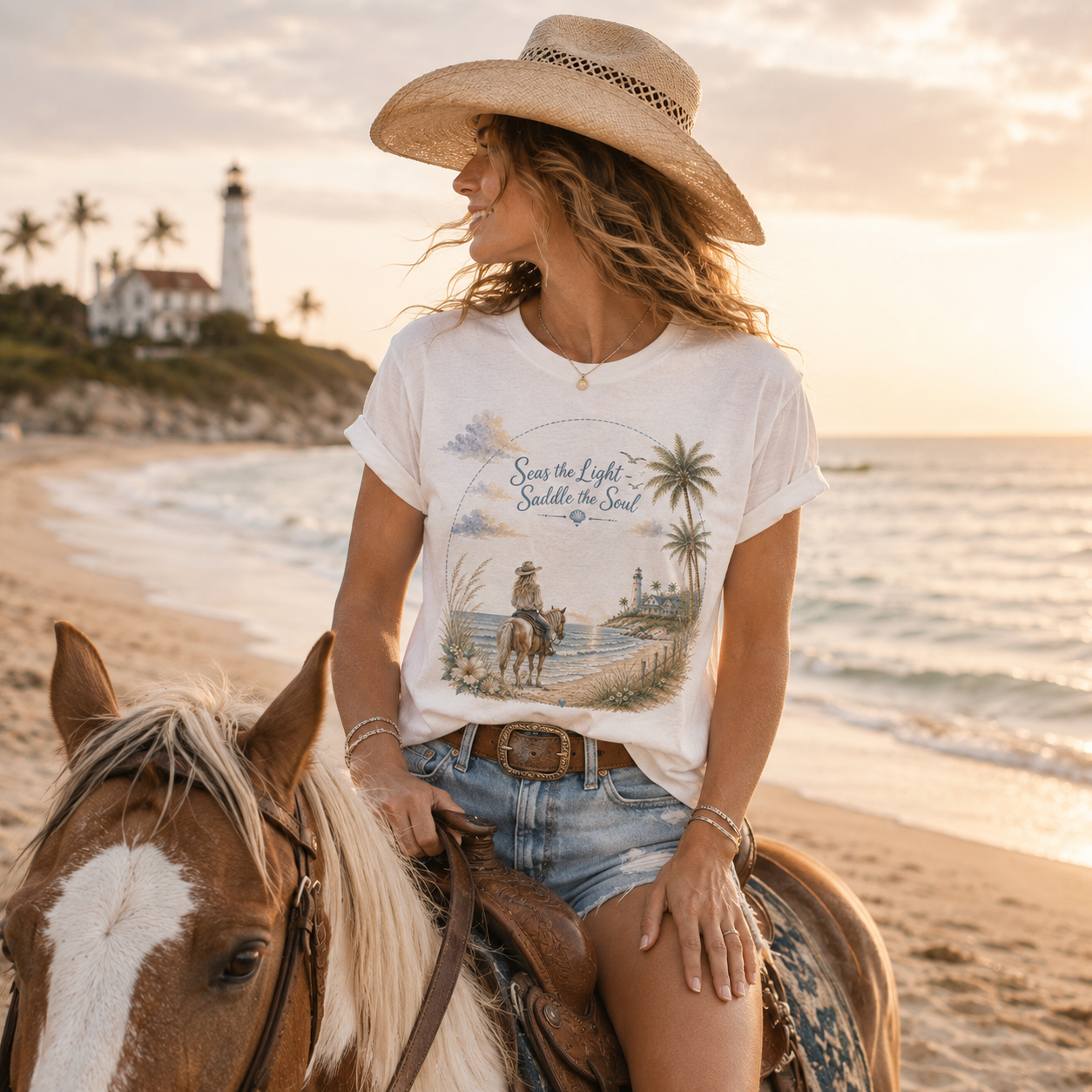 Seas the Light Saddle the Soul Coastal Tee