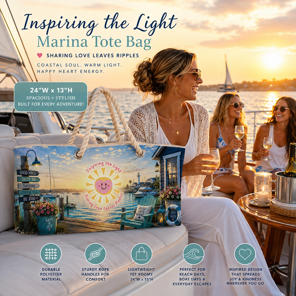 Thumbnail: Inspiring the Light - Share Love -Nautical Tote