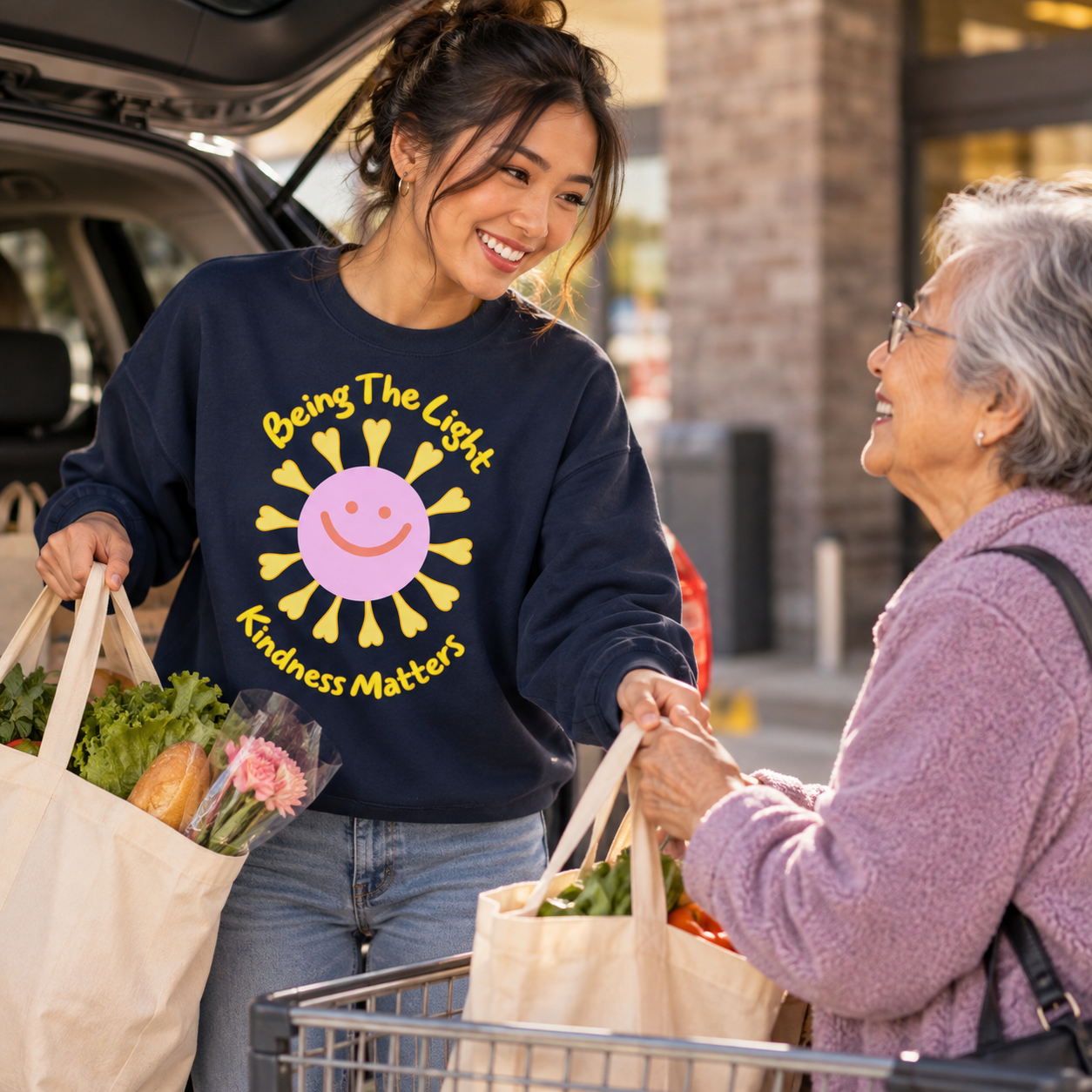 Being the Light Kindness Matters Women’s Organic Crew Sweatshirt